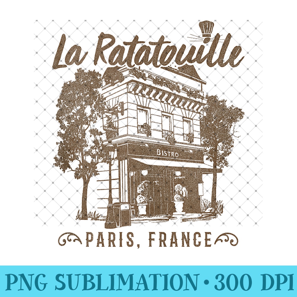 Disney Pixar Ratatouille Paris, France Vintage Restaurant - Sublimation PNG Designs - Perfect for Sublimation Art