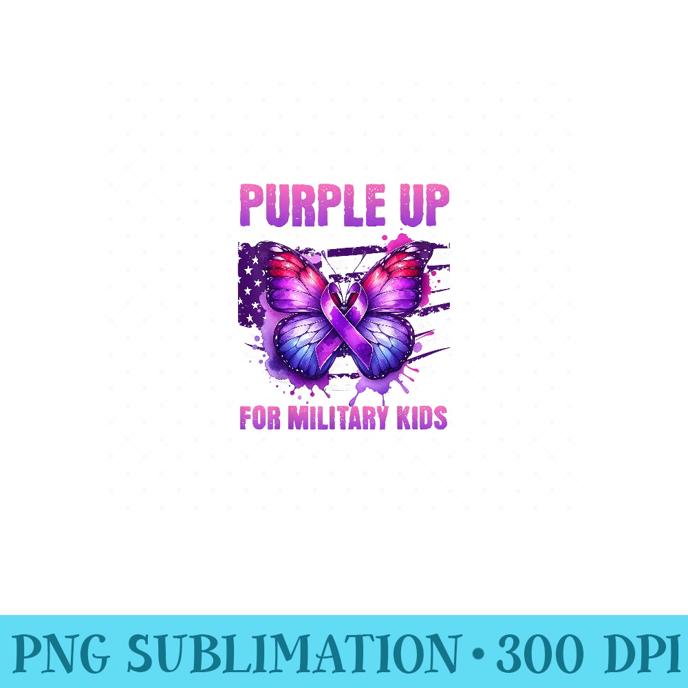 Purple Up For Military Military Child Month USA Flag - Trendy PNG Designs - Revolutionize Your Designs
