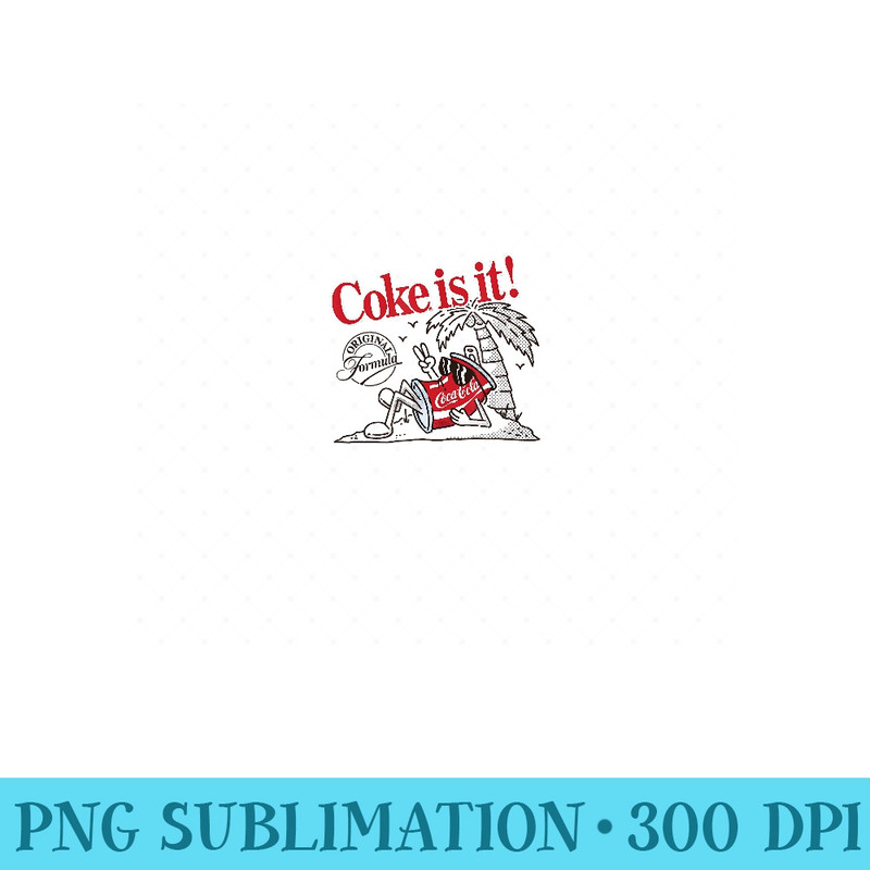 CocaCola Original Formula Coke Is It Beach Retro Cartoon - High Quality PNG Files - Revolutionize Your Designs