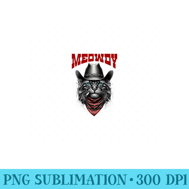Cat Western Meowdy Funny Country Music Cat Cowboy Hat - Modern PNG designs - Capture Imagination with Every Detail