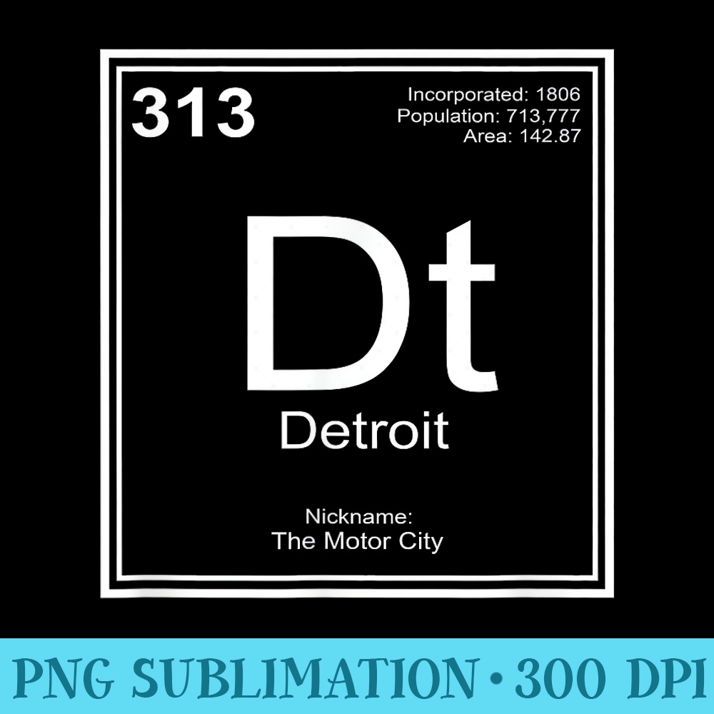 I Love Detroit Periodic Table The Motor City - Unique Sublimation patterns - Quick And Seamless Download Process