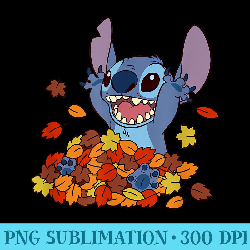 Disney Lilo Stitch Autumn Leaves Stitch - PNG design downloads - Lifetime Access To Purchased Files