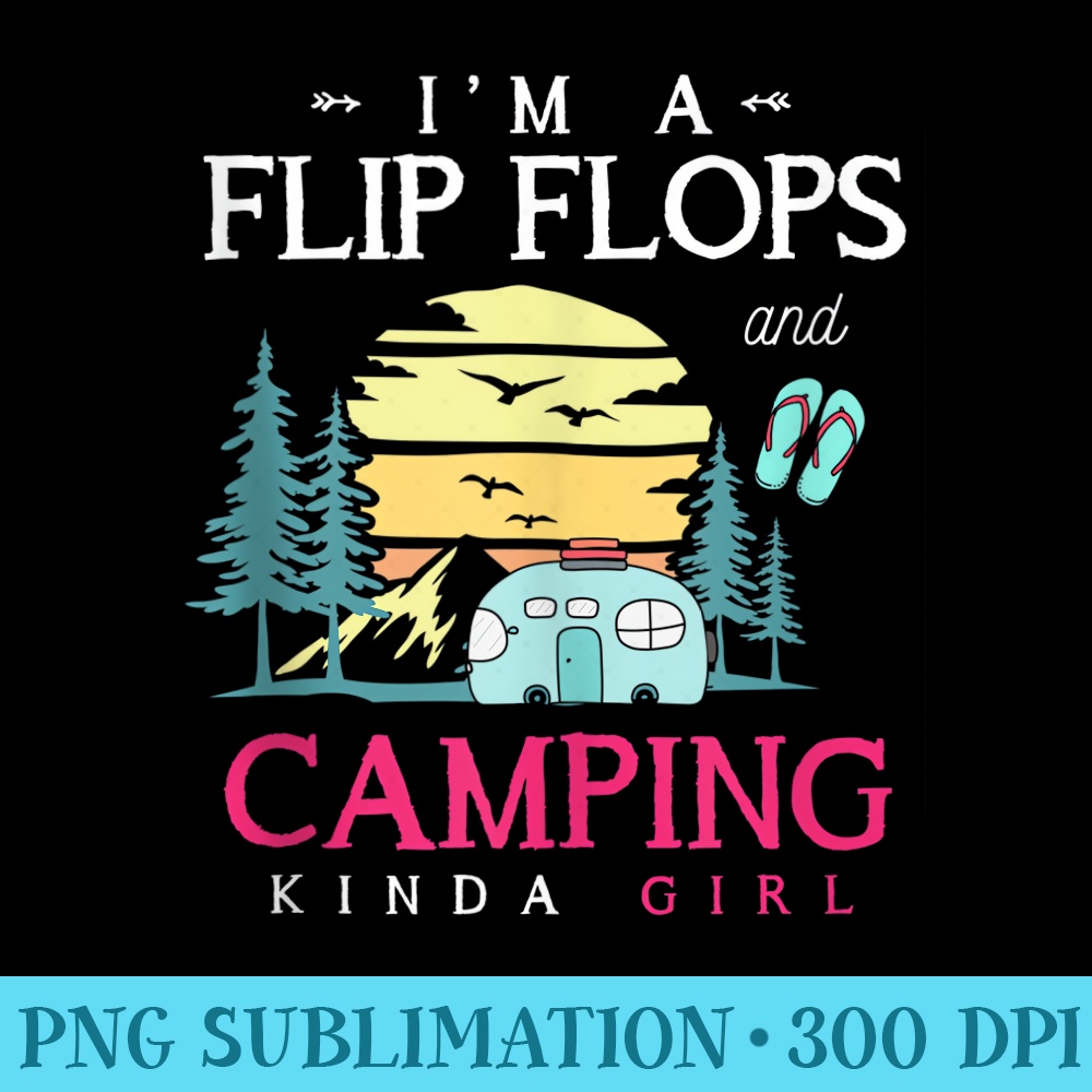 Funny Camper Women Girls Camp Flip Flops Retro Camping - High Quality PNG files - Easy-To-Print And User-Friendly Designs