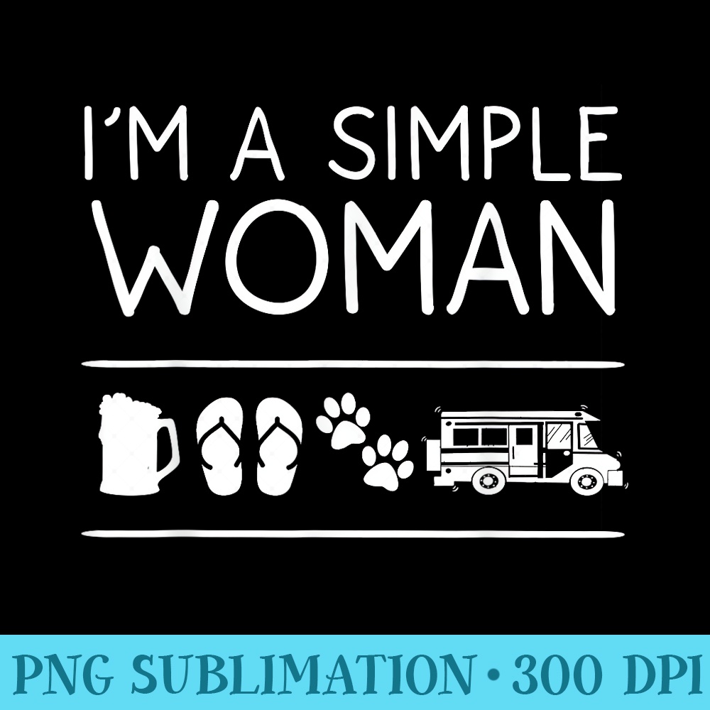 Im A Simple Woman For Beer Dog Camping Flip Flop Lover - Mug Sublimation PNG - Vibrant and Eye-Catching Typography