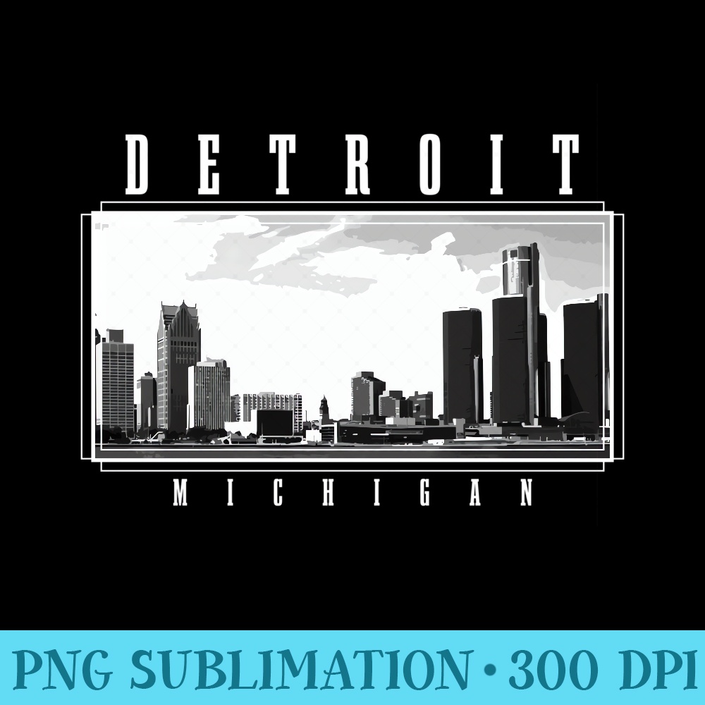 Detroit Skyline Michigan Pride Vintage Detroit - PNG Prints - Spice Up Your Sublimation Projects