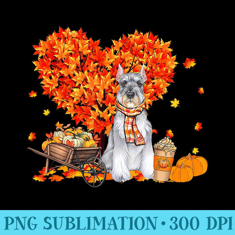Schnauzer Autumn Tree Fall Leaves Pumpkin Dog Lover - Unique Sublimation patterns - Enhance Your Apparel with Stunning Detail