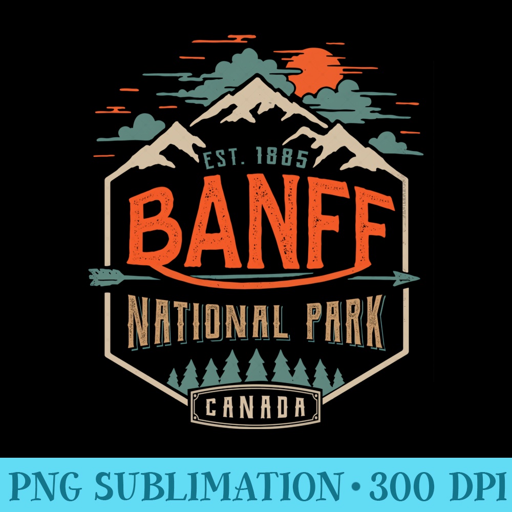 Banff National Park, Alberta Canada Vintage Look - PNG Download - Perfect for Sublimation Art