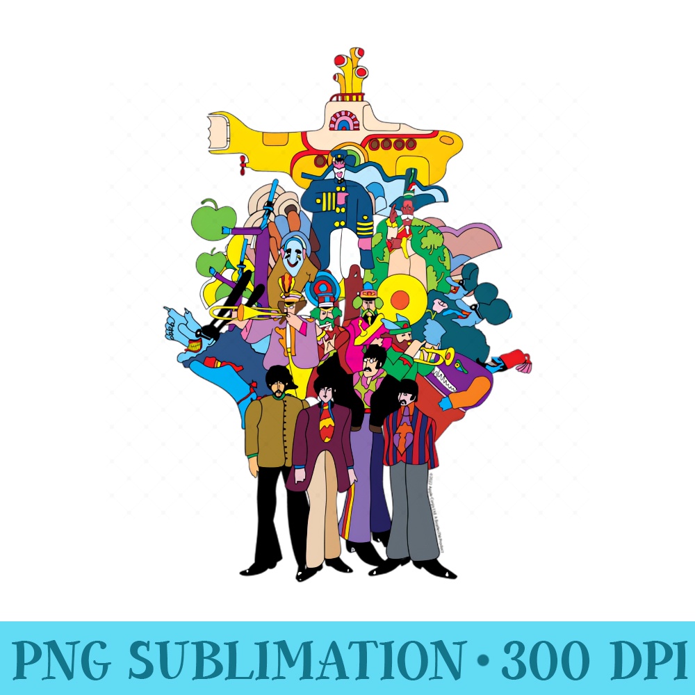 The Beatles - Yellow Submarine Collage - PNG Design Files - Transform Your Sublimation Creations