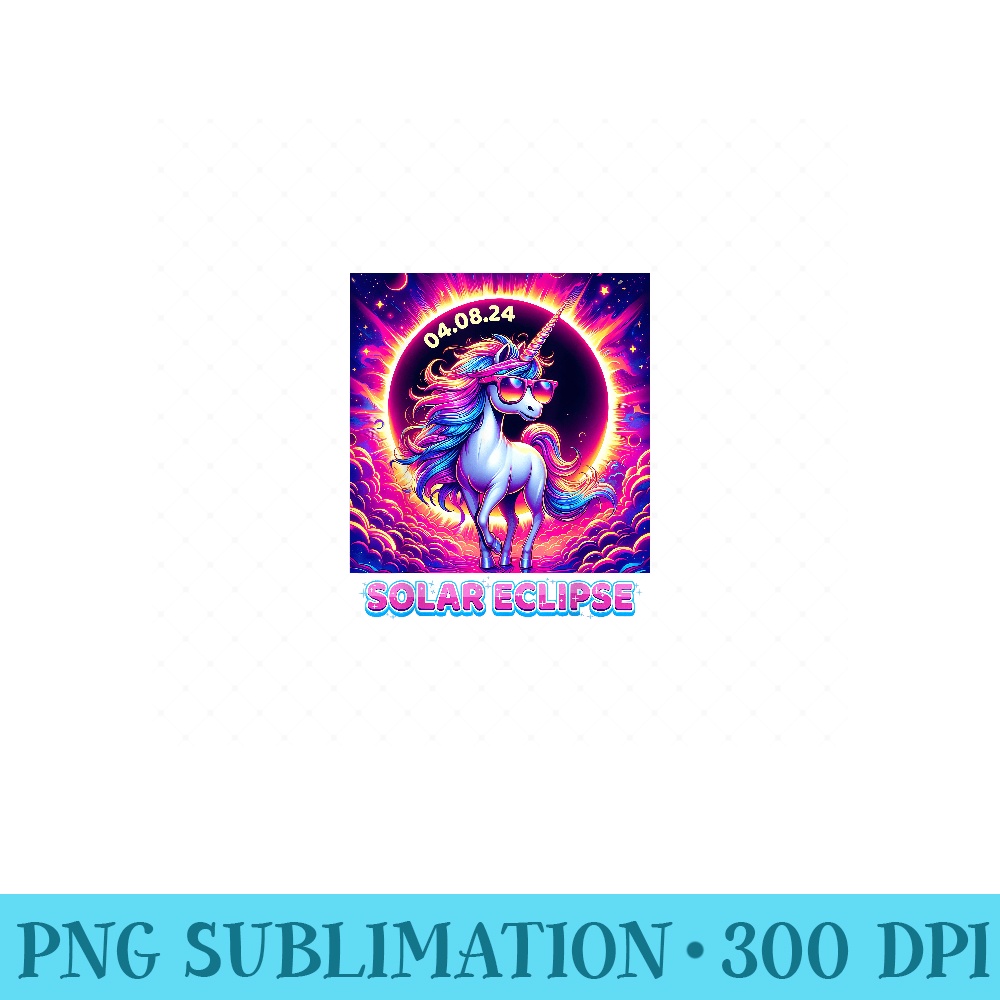 Solar Eclipse 2024 Total Eclipse April 8th 24 Unicorn - High Quality PNG Files - Unique And Exclusive Designs