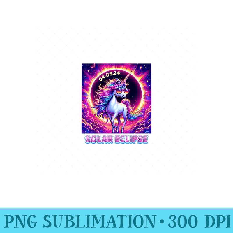 Solar Eclipse 2024 Total Eclipse April 8th 24 Unicorn - High Quality PNG Files - Unique And Exclusive Designs