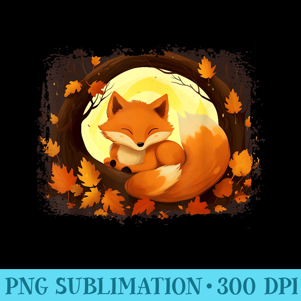 Fall Autumn Leaves Cute Fox Lover Cottagecore Thanksgiving - Unique Sublimation patterns - Perfect for Sublimation Art