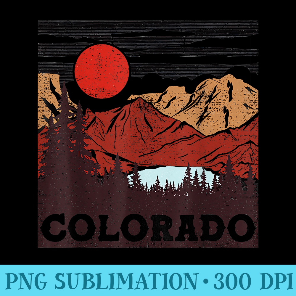Colorado Retro Vintage Mountains Nature Hiking Camping - PNG Prints - Unlock Vibrant Sublimation Designs