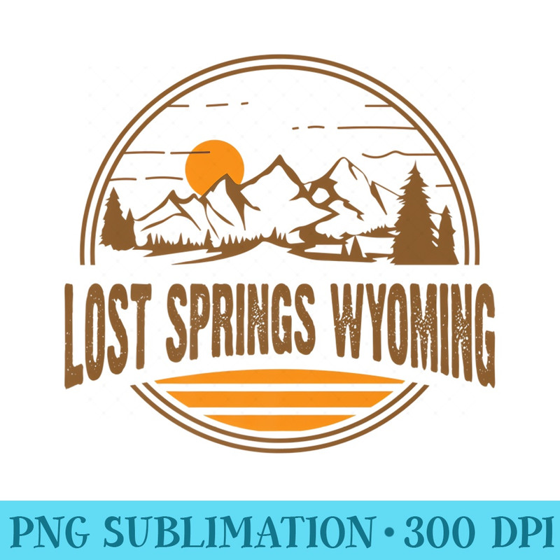 Vintage Lost Springs, Wyoming Mountain Hiking Print Premium - Printable PNG Graphics - Revolutionize Your Designs