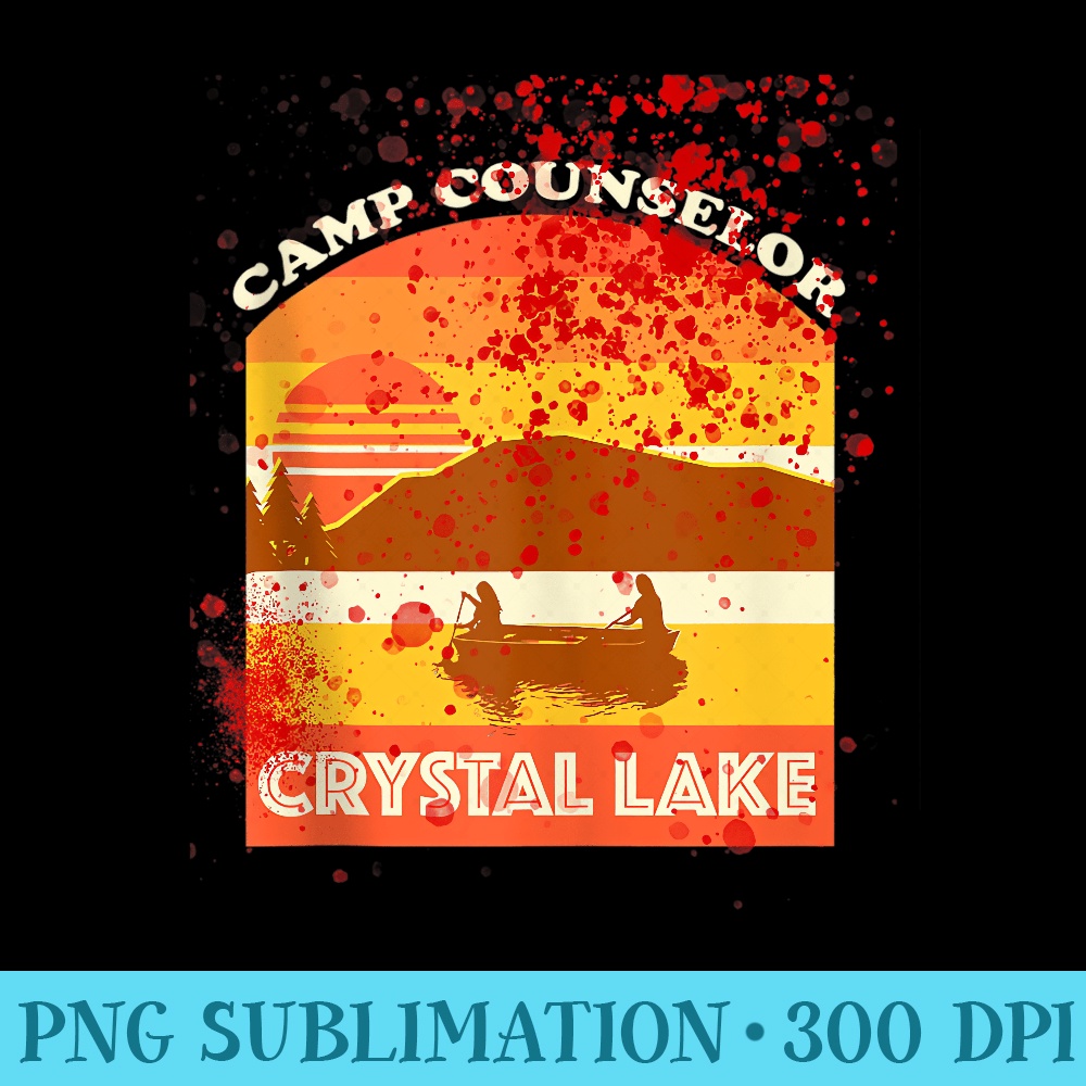Retro Camp Counselor Crystal Lake with Blood Stains - Printable PNG Images - Perfect for Creative Projects