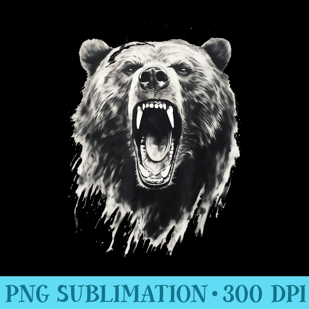 Bear Vintage Angry Grizzly Bear Hiking Camping Camper - High Quality PNG files - Perfect for Creative Projects
