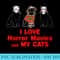 I Love Cats T Graphic Black Cat Horror Movie Tshirt - Printable PNG Images - Defying the Norms