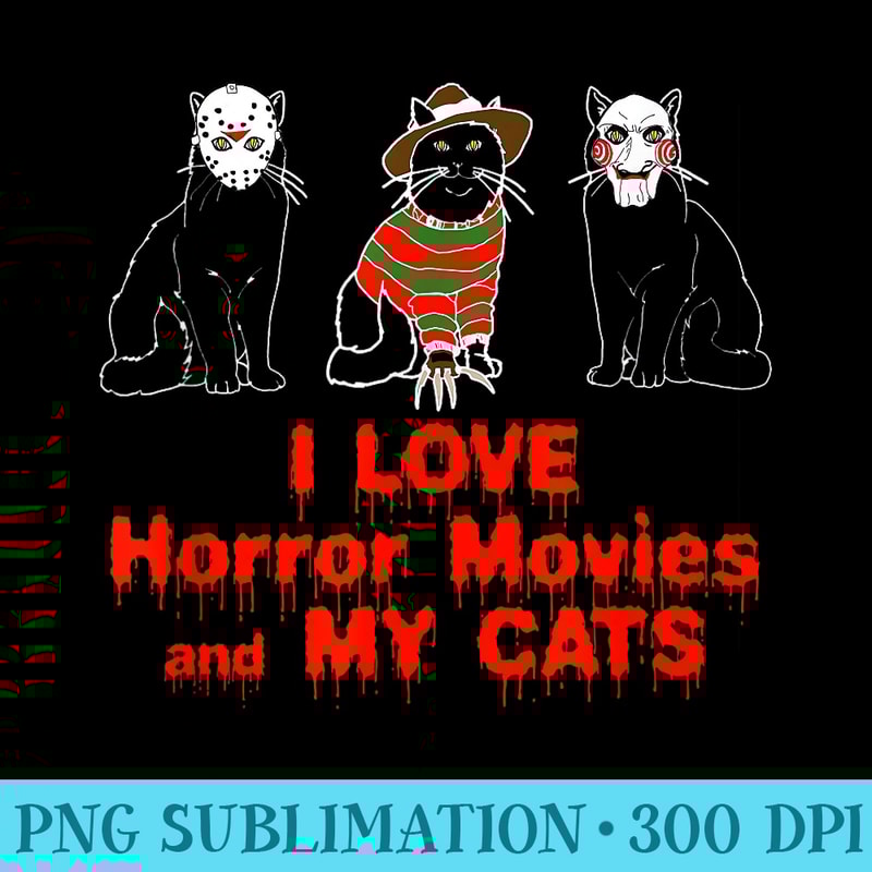 I Love Cats T Graphic Black Cat Horror Movie Tshirt - Printable PNG Images - Defying the Norms