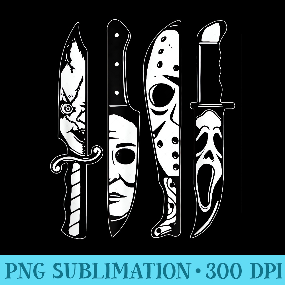 Horror movie characters in knives - PNG Download - Perfect for Creative Projects