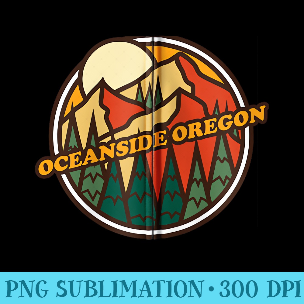Vintage Oceanside, Oregon Mountain Hiking Souvenir Print - High Quality PNG files - Perfect for Personalization