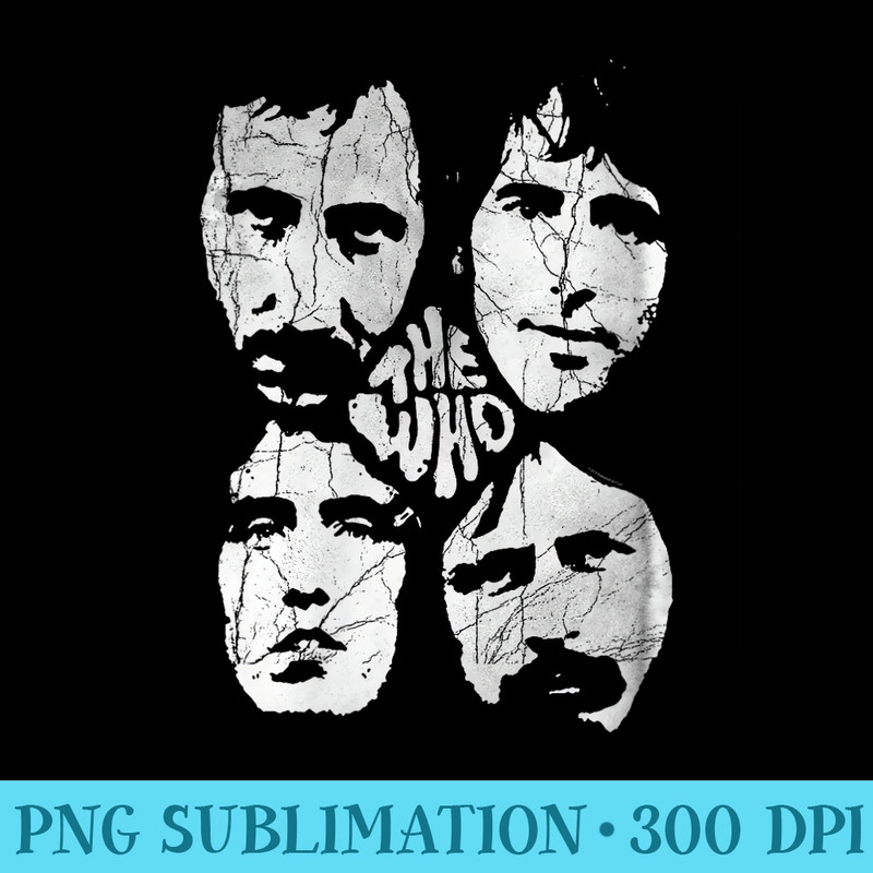 Womens The Who Official Distressed Four Heads Band - Digital PNG Downloads - Stunning Sublimation Graphics