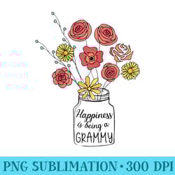 happiness is being a grammy flower mother day raglan baseball - mug sublimation png