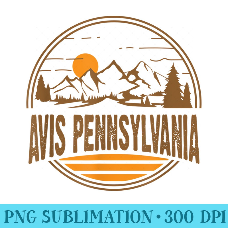 Vintage Avis, Pennsylvania Mountain Hiking Souvenir Print - Printable PNG Images - Lifetime Access To Purchased Files