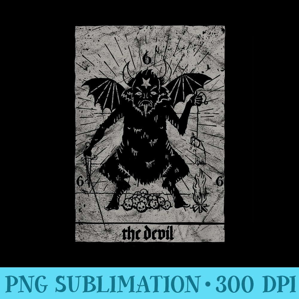 Vintage Occult Baphomet Tarot Card Satanic Horror - PNG design downloads - Perfect for Sublimation Mastery