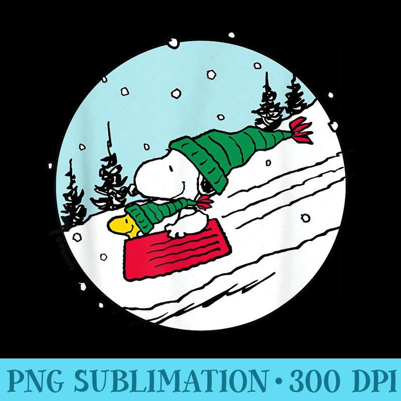 Peanuts - Snoopy Woodstock Sled - Printable PNG Graphics - Eco Friendly And Sustainable Digital Products