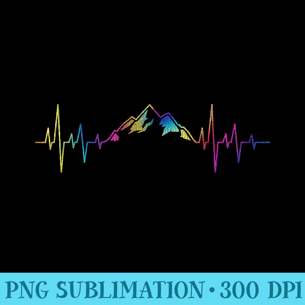 Hiking Mountains Heartbeat Hiker Adventures Tie Dye - Unique Sublimation PNG Download - Unlock Vibrant Sublimation Designs