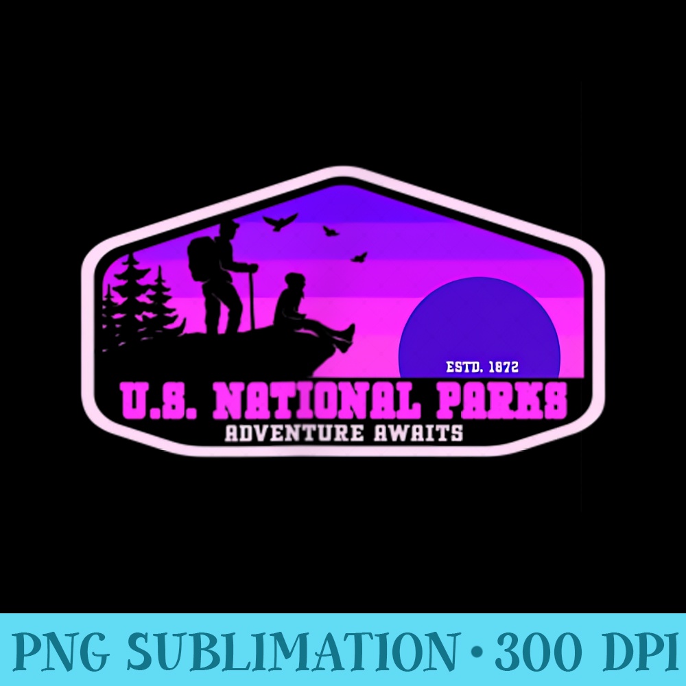 63 US National Parks Map Hiking Graphic back print - PNG Clipart - Perfect for Personalization