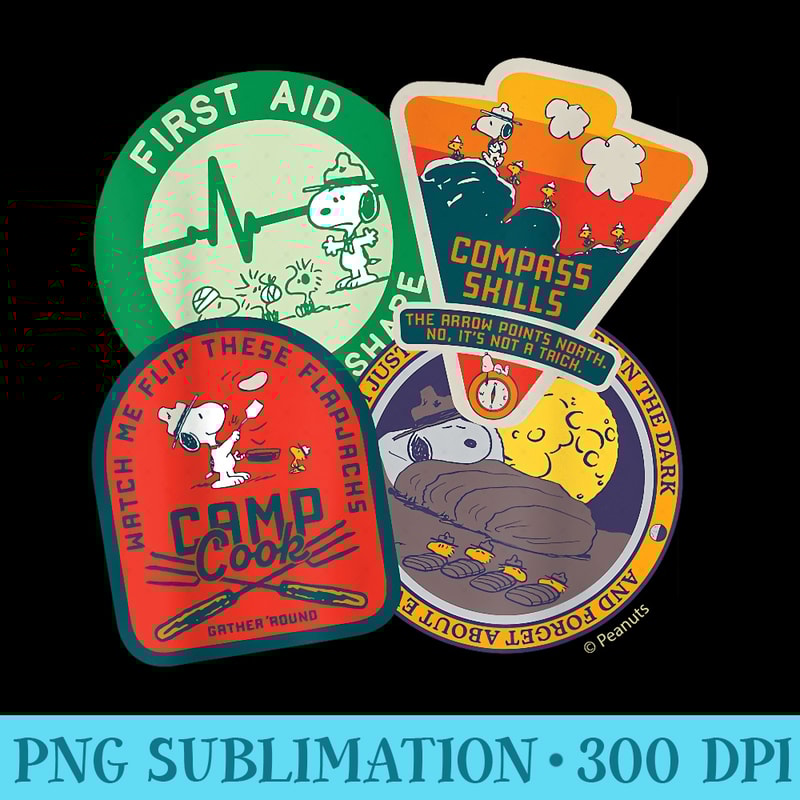 Peanuts - Snoopy Woodstock Beagle Scouts Badges - Ready To Print PNG Designs - Instantly Transform Your Sublimation Projects