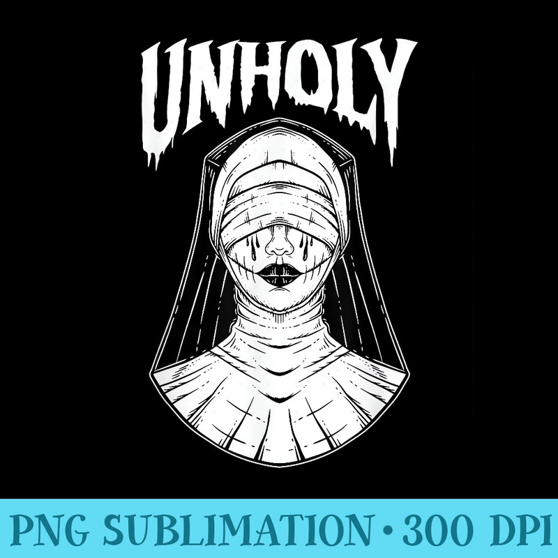 Horror Unholy Nun Occult Gothic Dark Humor Retro Vintage - PNG Prints - Capture Imagination with Every Detail