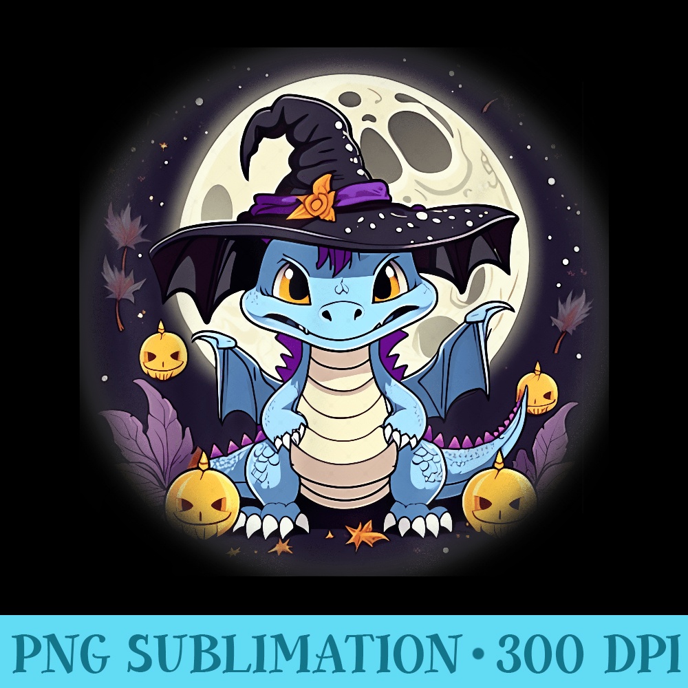 Anime Dragon Witch Hat Pumpkins Halloween Moon Cottagecore - High Quality PNG Files - Stunning Sublimation Graphics