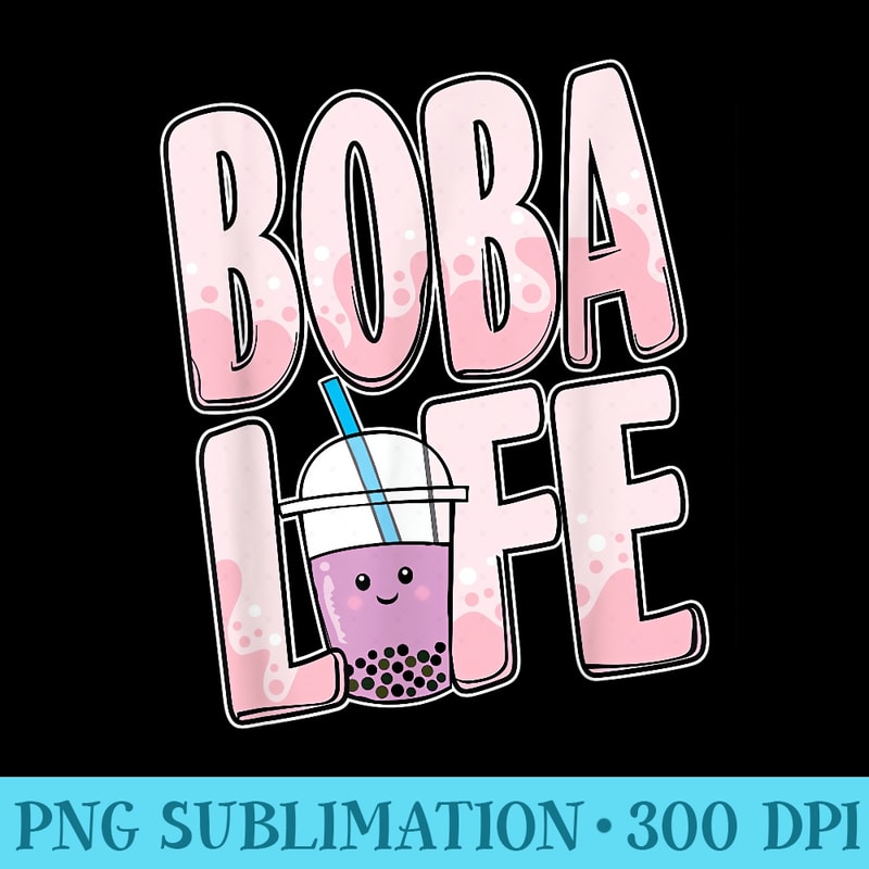 Bubble Milk Tea Lover Boba Life Purple Cute Kawaii - Shirt Template Transparent - Perfect for Sublimation Mastery