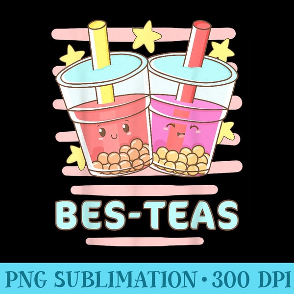 Kawaii Boba BesTeas, Besties Best Friends Bubble Tea - High resolution PNG download - Bold & Eye-catching