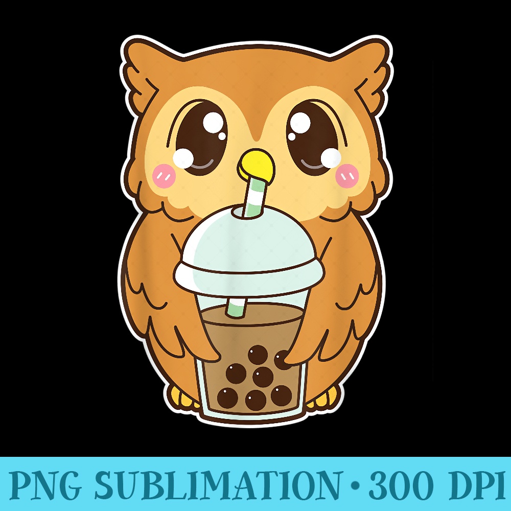 Kawaii Cute Boba Owl Owlet Classic Bubble Pearl Milk Tea - Sublimation clipart PNG - Add a Festive Touch to Every Day