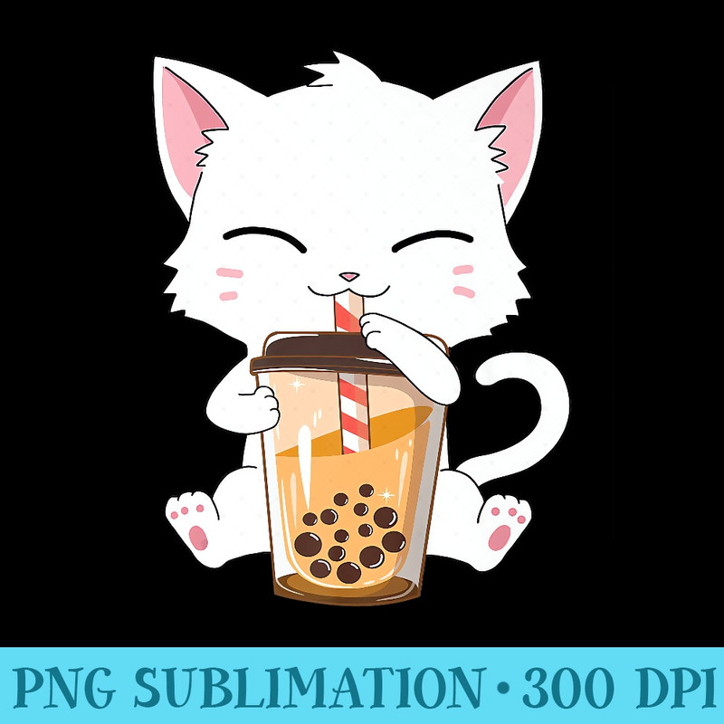 Cat Boba Tea Bubble Tea Anime Kawaii Neko Girls n Premium - Shirt Graphics for Download - Easy-To-Print And User-Friendly Designs