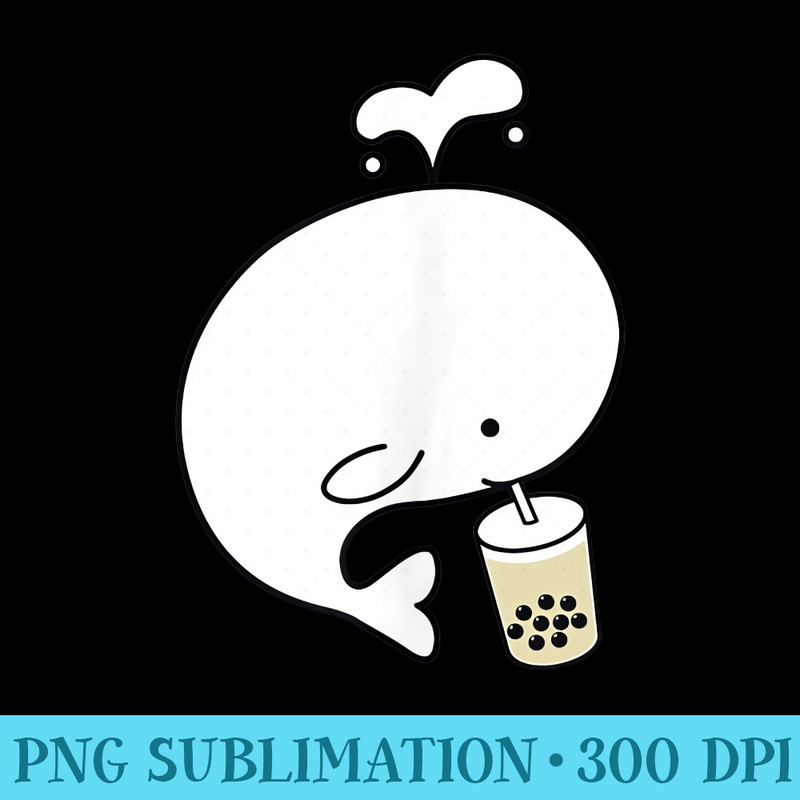 Cute Baby Whale Drinking Boba Bubble Milk Tea - PNG Download Icon - Unleash Your Inner Rebellion