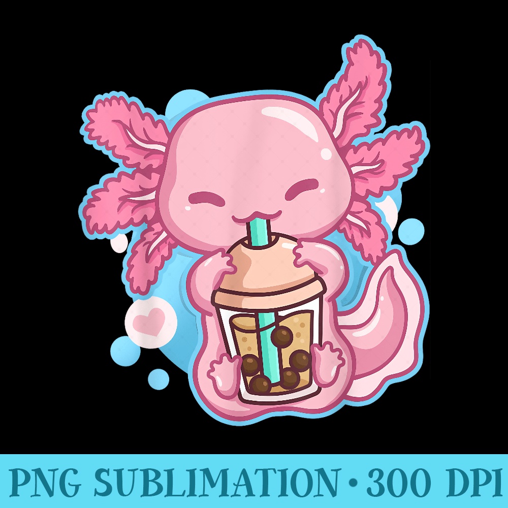Boba Tea Bubble Tea Milk Tea Anime Axolotl - Shirt Image Download - Bring Your Designs to Life