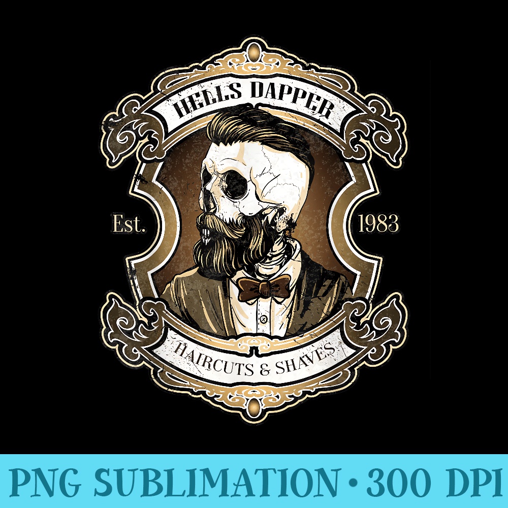 Barber hells skull haircuts shaves gift for hipster Barber - Unique Sublimation patterns - Unleash Your Creativity