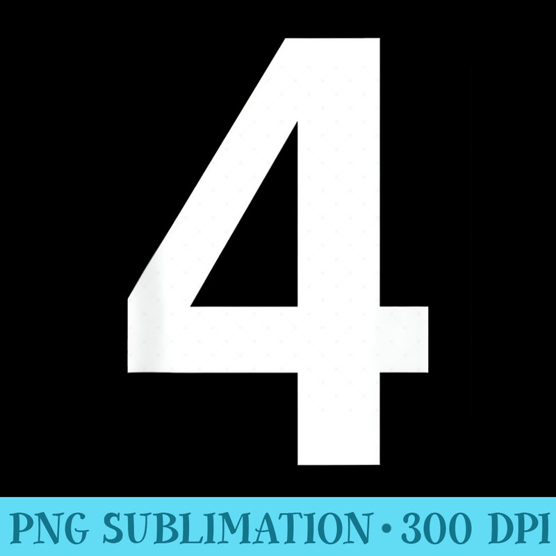 Number 4 Numbered Number on Back - PNG Download Illustration - Lifetime Access To Purchased Files