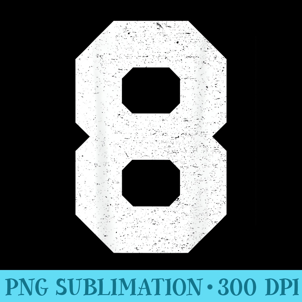 Jersey Uniform Number 8 White Block Lettering - Sublimation backgrounds PNG - Trendsetting And Modern Collections