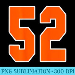 back print orange sports block number 52 for sports team - sublimation images png download