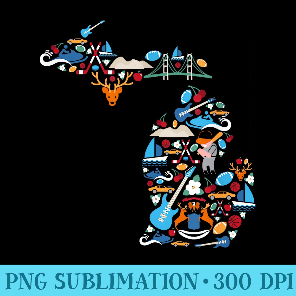 Michigan Icon Map  State Pride - Shirt Vector Art - Enhance Your Apparel with Stunning Detail