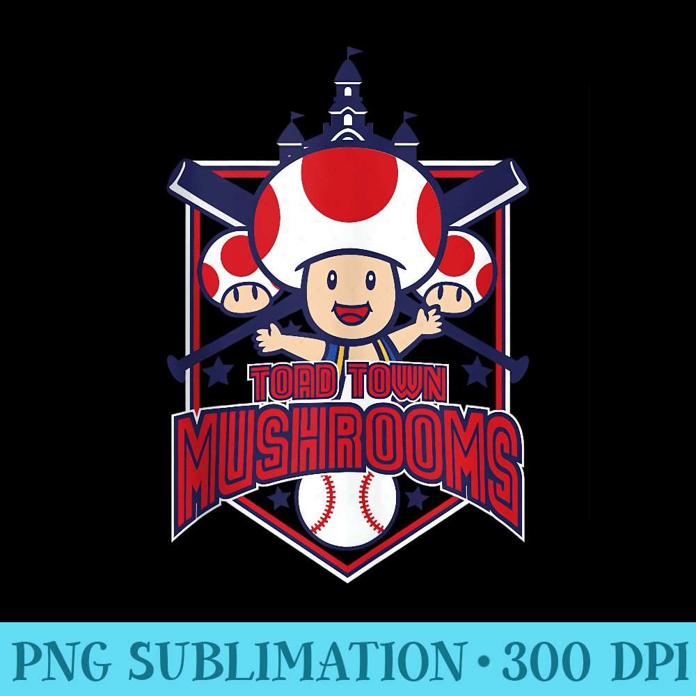 Super Mario Baseball Toad Town Mushrooms - Shirt Illustration PNG - Perfect for Personalization
