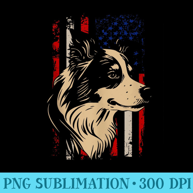 Cute Border Collies Dog Lovers American Flag Cute Animals - PNG Picture Download - Unleash Your Inner Rebellion