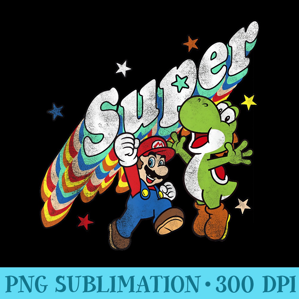 Super Mario Yoshi Mario Rainbow 3D Star - Shirt Clipart Free PNG - Stunning Sublimation Graphics