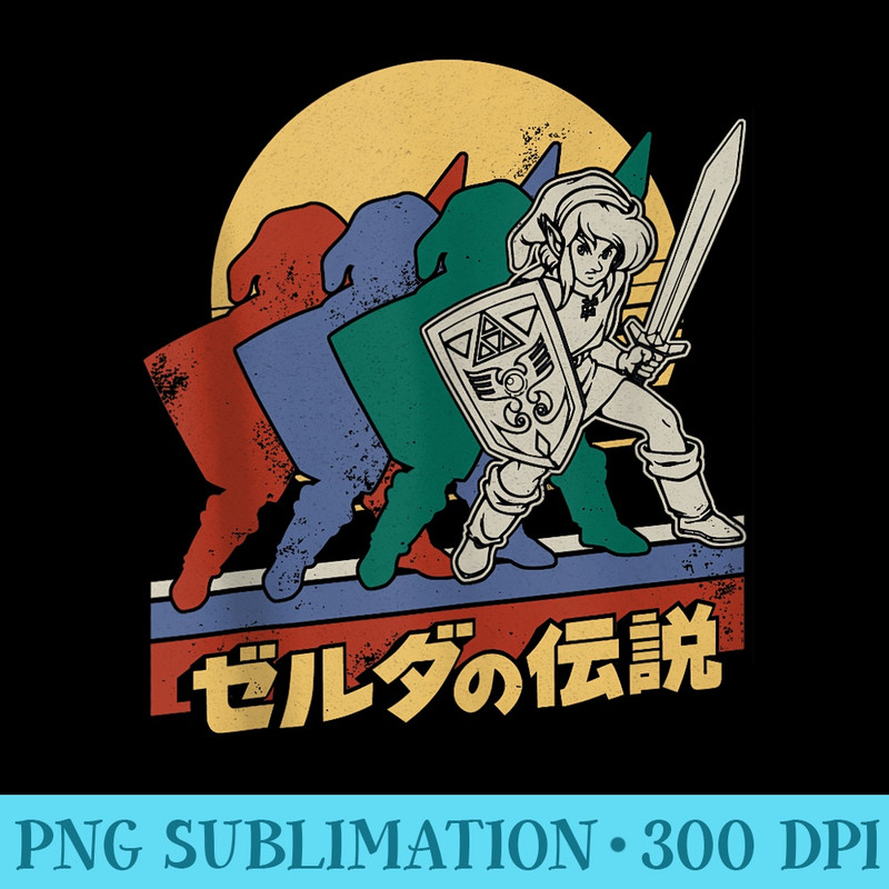 Legend Of Zelda Retro Link Kanji Portrait - High Quality PNG files - Limited Edition And Exclusive Designs