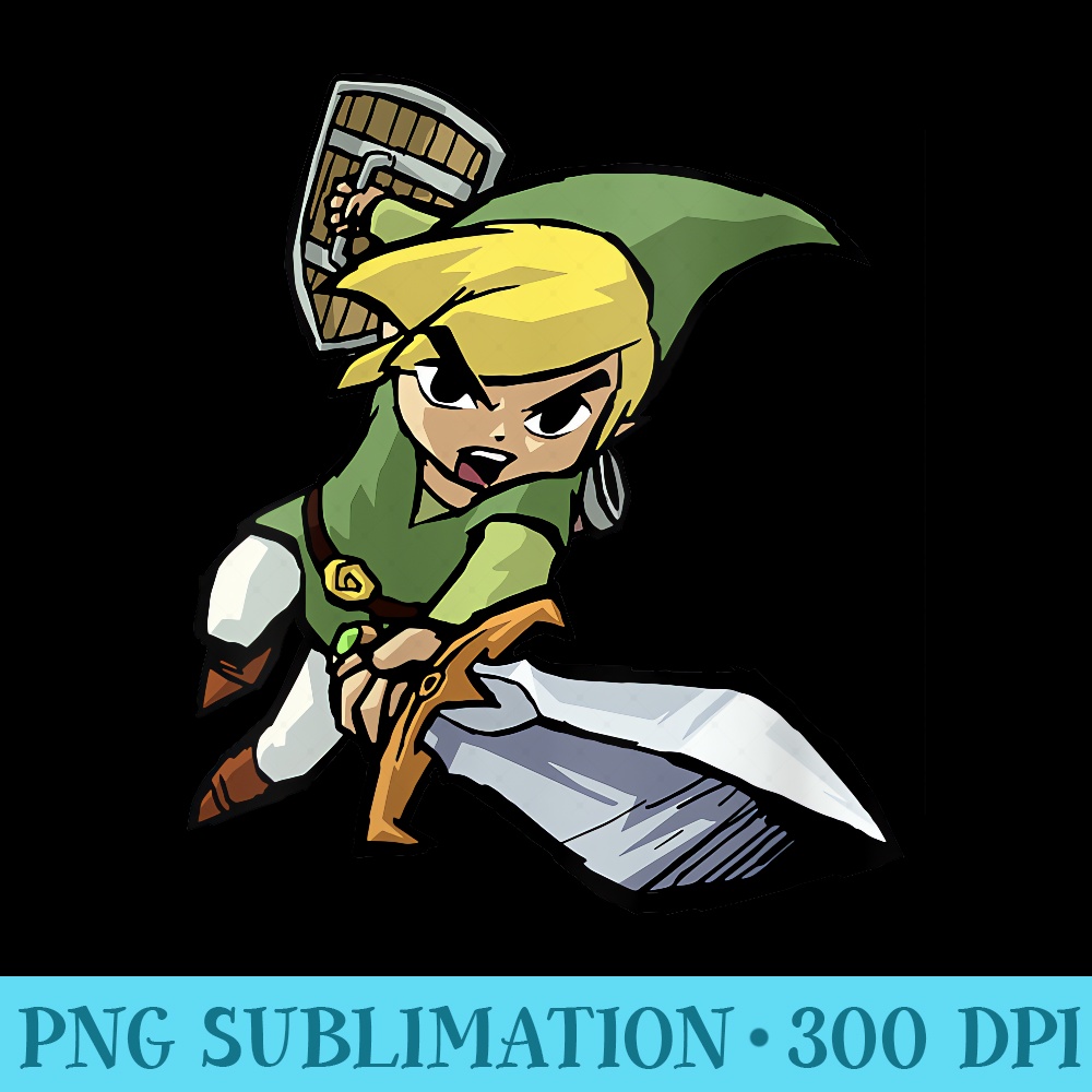 Womens Nintendo Zelda Young Link Cartoon Sword Leap - Sublimation clipart PNG - Unleash Your Inner Rebellion
