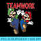 Super Mario Luigi Teamwork High Five Classic - PNG Download Design - Fashionable and Fearless